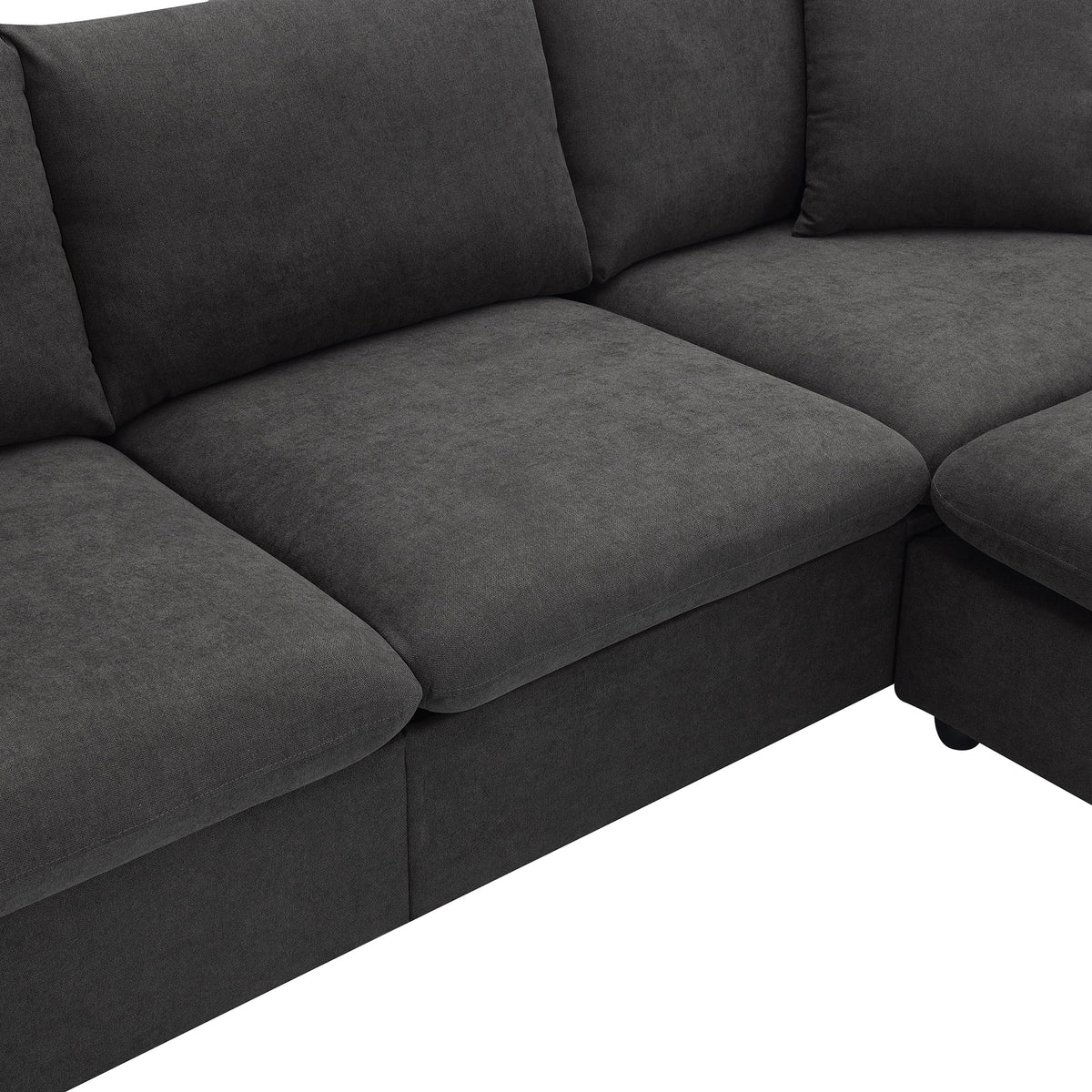 Harper & Bright Designs Modern Sectional Sofa 3 Seat Couch with Ottoman, Upholstered L Shaped Cloud Couch for Small Space Apartment Office, White