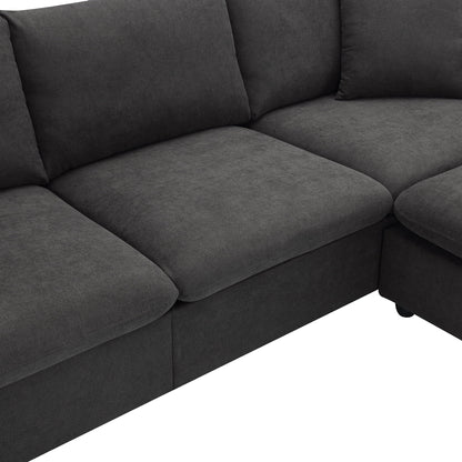 Harper & Bright Designs Modern Sectional Sofa 3 Seat Couch with Ottoman, Upholstered L Shaped Cloud Couch for Small Space Apartment Office, White