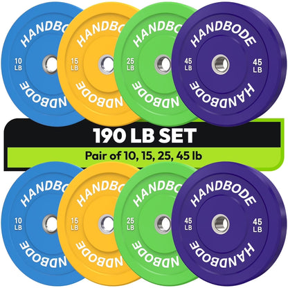 HANDBODE Bumper Plates Olympic Weight Plates, Colored Rubber plate for Weight Lifting and Strength Training 140LB
