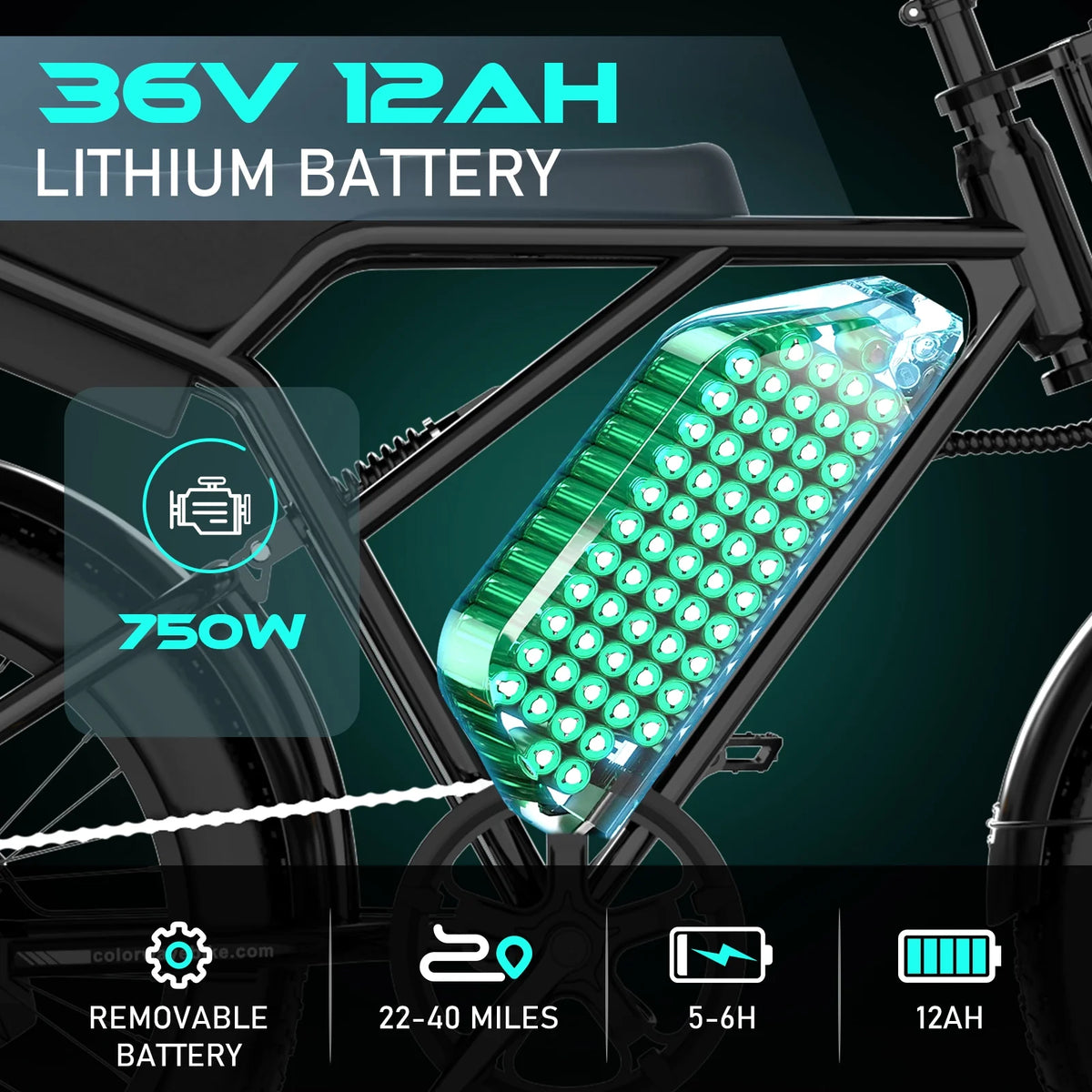 COLORWAY 750W 20"x4.0 Fat Tire Electric Bike, 48V 15Ah Battery, Off-road E-Bike for Adults, UL2849 Certified
