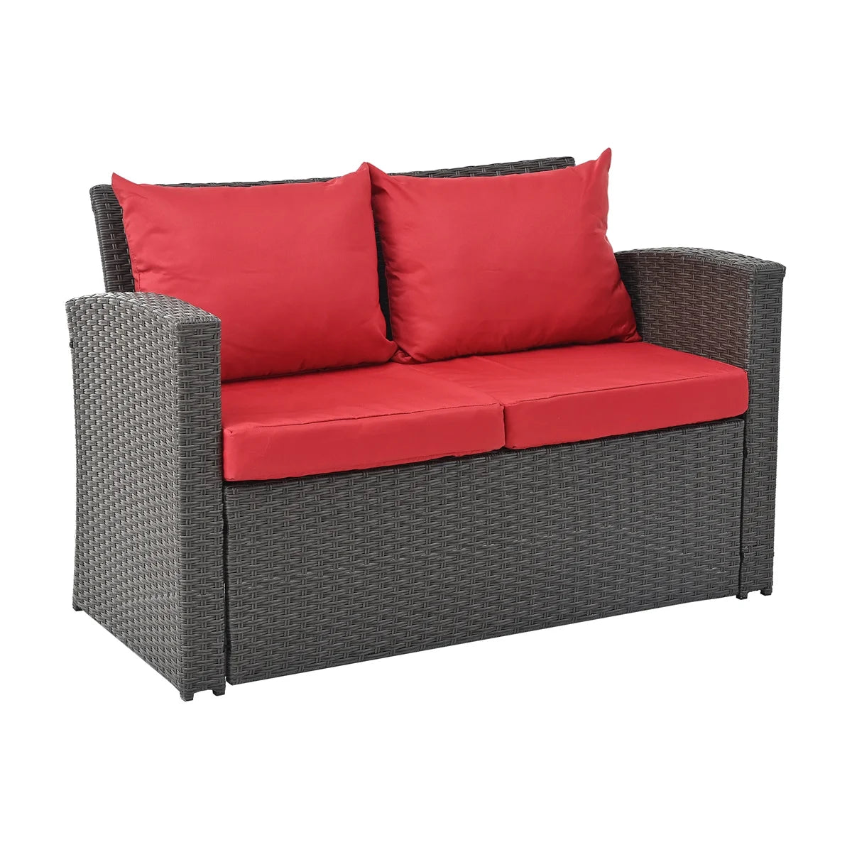 HighSound 4 Piece Patio Furniture Set, Outdoor Wicker Patio Sectional Sofa, All Weather PE Rattan Outdoor Sectional with Cushions & Coffee Table, Dark Gray
