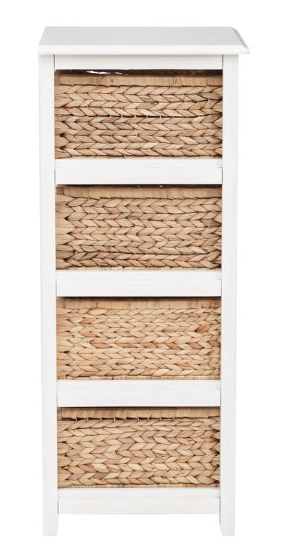 OSP Home Furnishings Seabrook Four-Tier Storage Unit With Espresso Finish and Natural Baskets