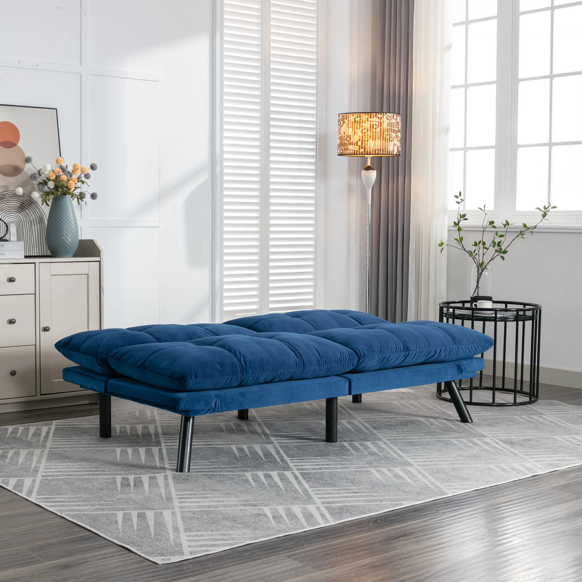 PAPROOS Convertible Sofa Bed, Folding Futon Sofa Bed, Upholstered Sofa Bed Couch, Loveseat Sleeper Sofa for Small Space, Apartment, Living Room, Cream