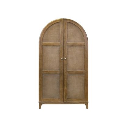 Coastal Arch shaped Bar Cabinet Dining Cabinet Fully Assembled Brown Wood
