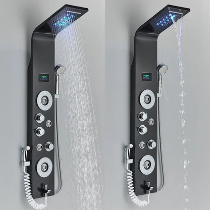 Shower Panel Tower System LED Rain&Waterfall Massage Jet Sprayer Stainless Steel
