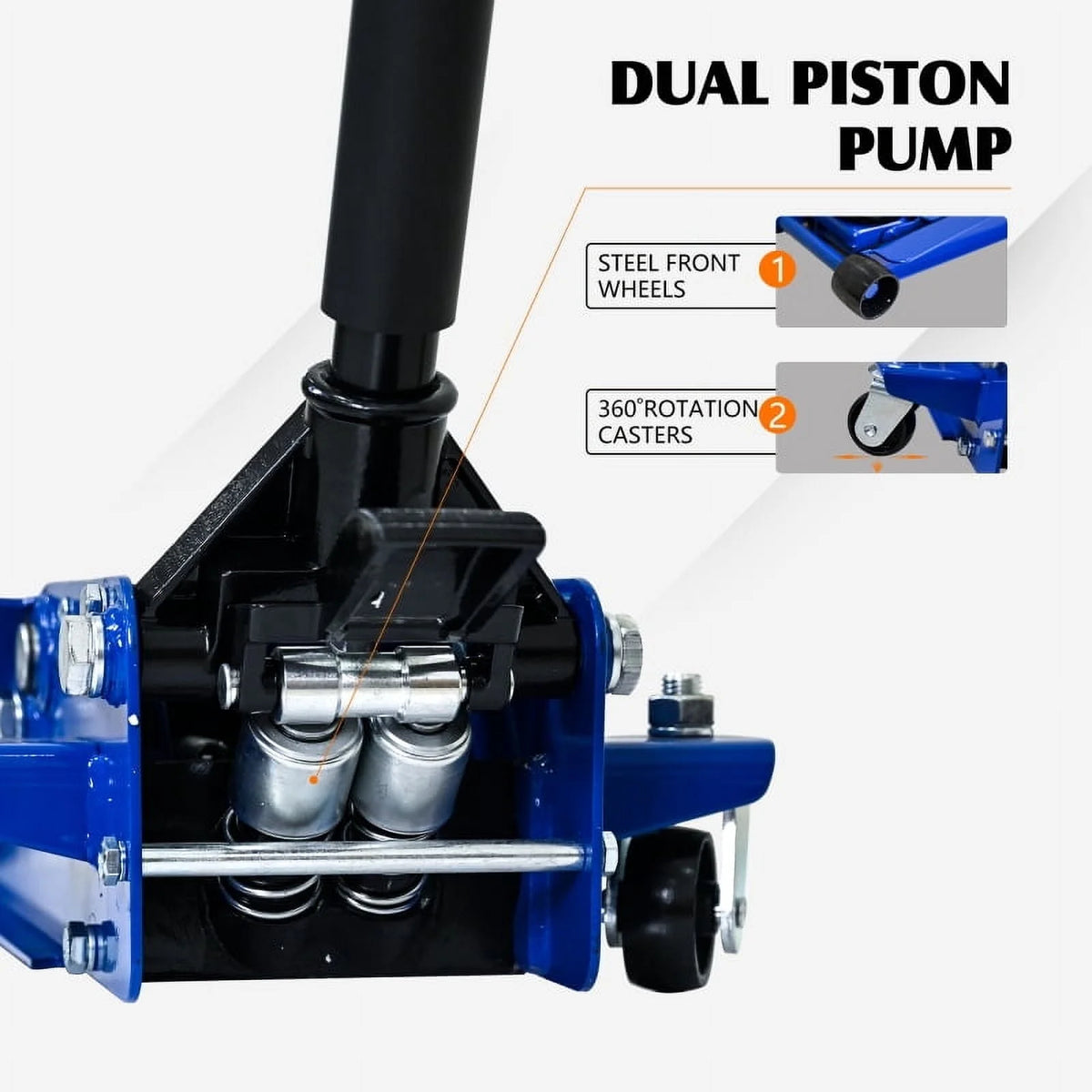 3 Ton Low Profile Floor Jack, Professional Low Profile Hydraulic Jack, Heavy Duty Steel Racing Floor Jack with Dual Piston Quick Lift Pump, 3 Ton (6,600 lb) Capacity, Lift Range 3.1"-20"