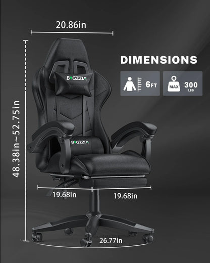 Bigzzia Gaming Chair with Footrest, Gaming Chair for Adult with Headrest and Lumbar Support,Red