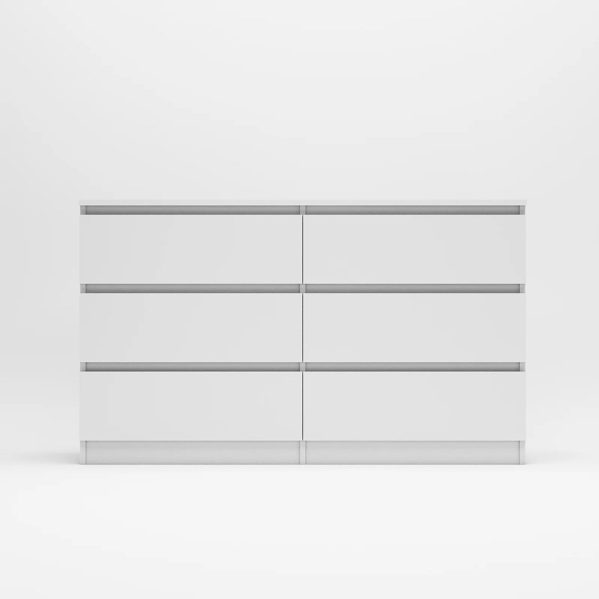 Kadyn White Chest of Drawer, 6 Double Drawer Dresser for Bedroom, Modern Storage Cabinet for Living Room, Dresser