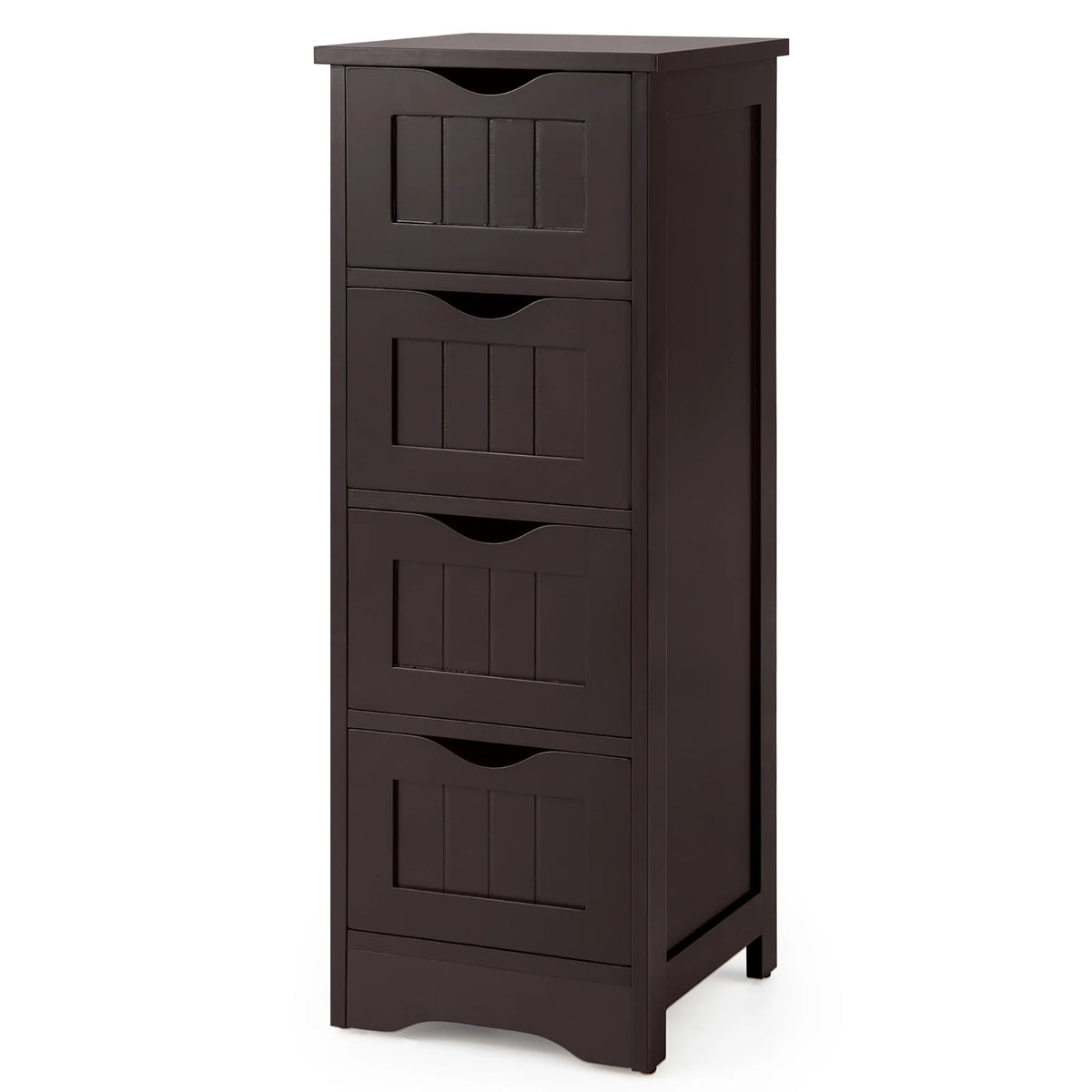 Costway 32.5'' Bathroom Floor Cabinet with Anti-tipping Device Freestanding Towel Cabinet Black