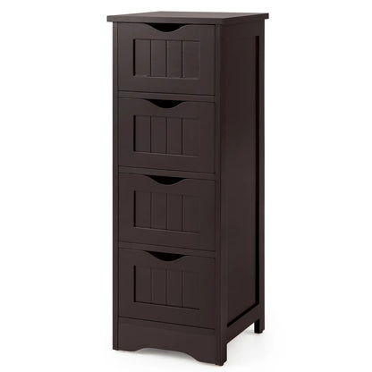 Costway 32.5'' Bathroom Floor Cabinet with Anti-tipping Device Freestanding Towel Cabinet Black