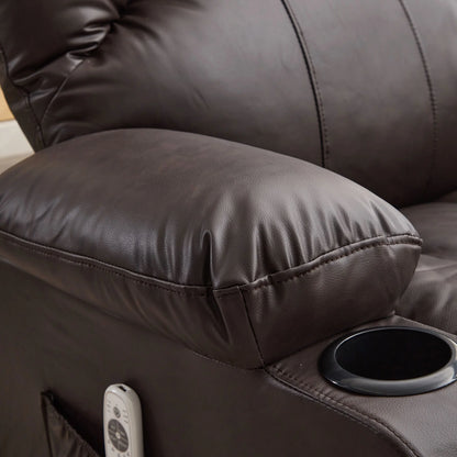 JONPONY Manual Recliner Chair with Heat Therapy and Massage Function, Heavy Duty Reclining Mechanism Massage Chair, Elderly Single Rocker Sofa with Cup Holders for Bedroom Home Theater,Black