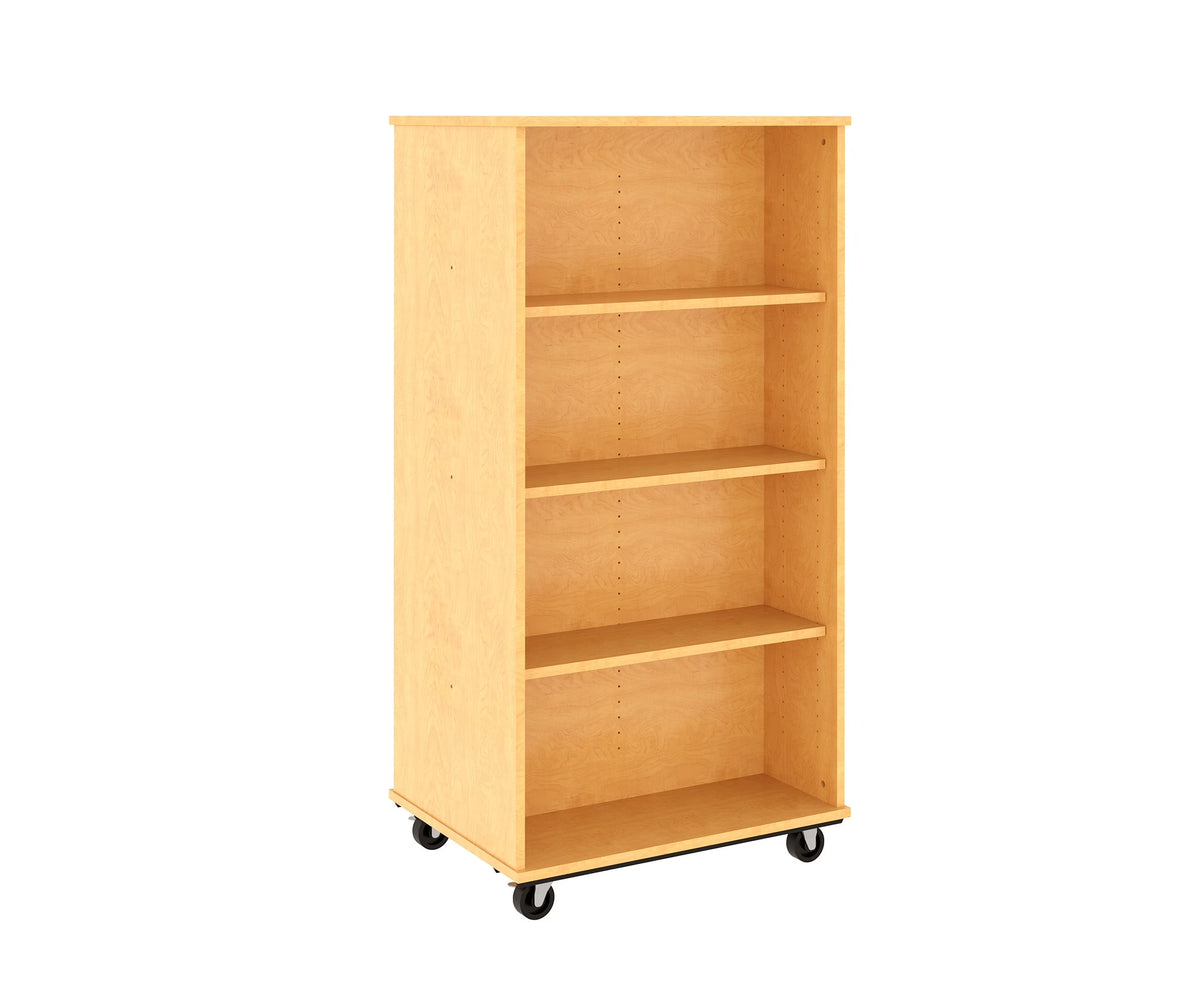 Tot Mate Open Double Sided 3 Tier Mobile Shelves Wooden Classroom Bookcase, Red, 36"W x 23"D x 48"H