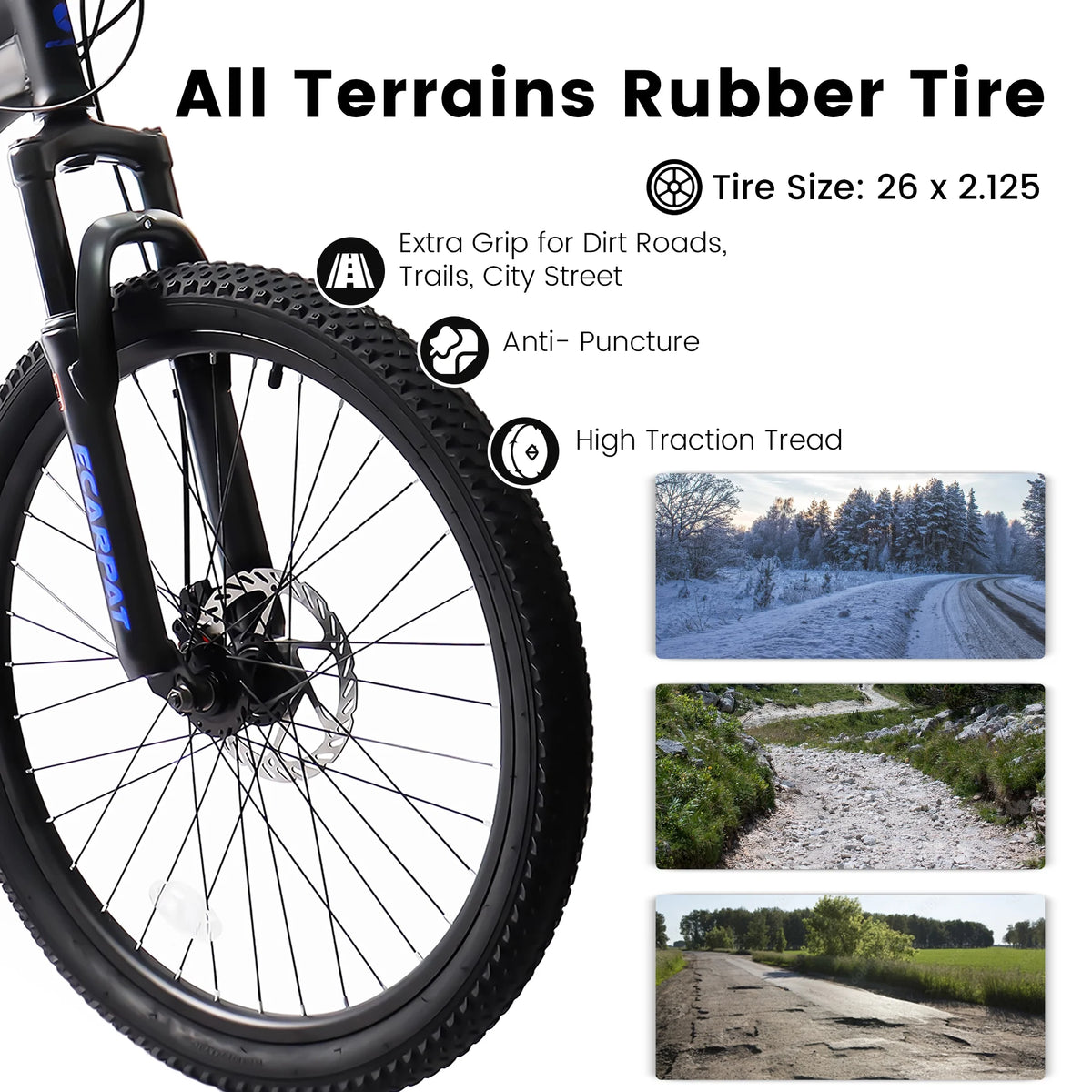 A2660 26 Inch Mountain Bike, 21-Speed Disc Brakes, Durable Frame, Front, Rear Dual-Shock Absorption, Unisex for Commuting, Travel, School, Mountain and City Road Cycling