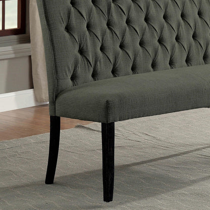 Furniture of America Landon Transitional Fabric Tufted Loveseat Bench in Gray