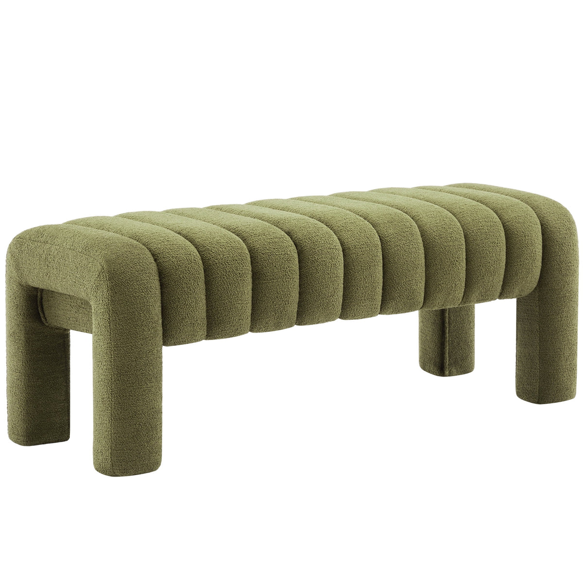 Zesthouse 63�� End of Bed Bench, Linen Tufted Upholstered Ottoman Bench with Padded Seat and Solid Wood Leg, Modern Entryway Bench for Bedroom, Living Room, Beige