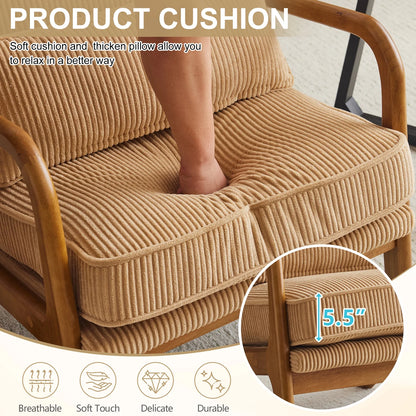 Ktaxon Accent Chair Corduroy Upholstered Armchair, Reading Club Chair with Pillow and Solid Wood Frame for Living Room Bedroom Furniture Off White