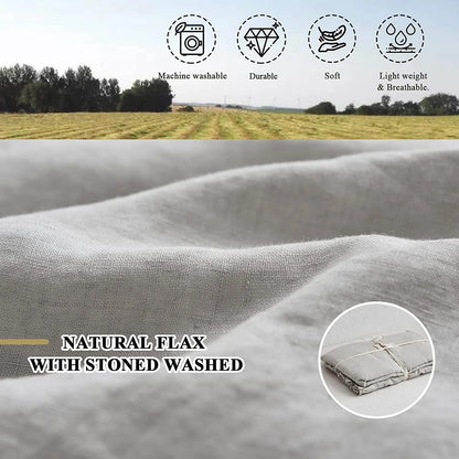 Simple&Opulence 100% Washed Linen Duvet Cover Set-3 Pieces Shabby Chic Premium Ruffled Bedding with 1 Comforter Cover and 2 Pillowshams France Flax High End Frill Sets Vintage Style(King, White)