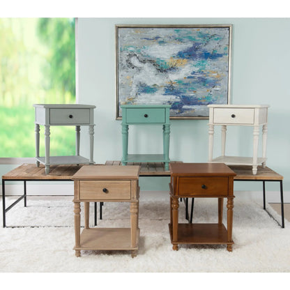 Powell McGhie Single Drawer Indoor End Table with Shelf, 26" Tall, Natural
