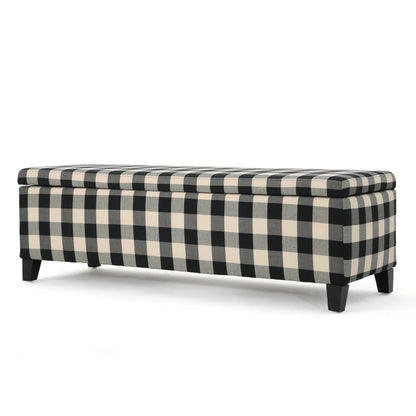 Noble House Hampton Contemporary Fabric Upholstered Storage Ottoman, White and Blue Floral