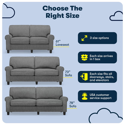 Serta Copenhagen 78" Rolled Arm Sofa with Removable Covers Dark Brown