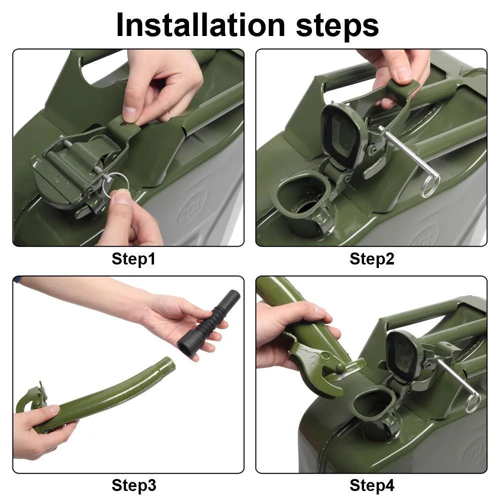 YUONAO 3-Pack 5 Gal (20L) Steel Gas Fuel Can �C Army Green Military-Grade Gasoline Container for Emergency, Outdoor, Off-Road, Camping