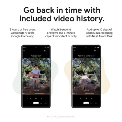 Google Nest Doorbell (Wired, 2nd gen) - Video Doorbell Camera - Doorbell Security Camera - Snow