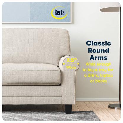 Serta Copenhagen 78" Rolled Arm Sofa with Removable Covers Dark Brown