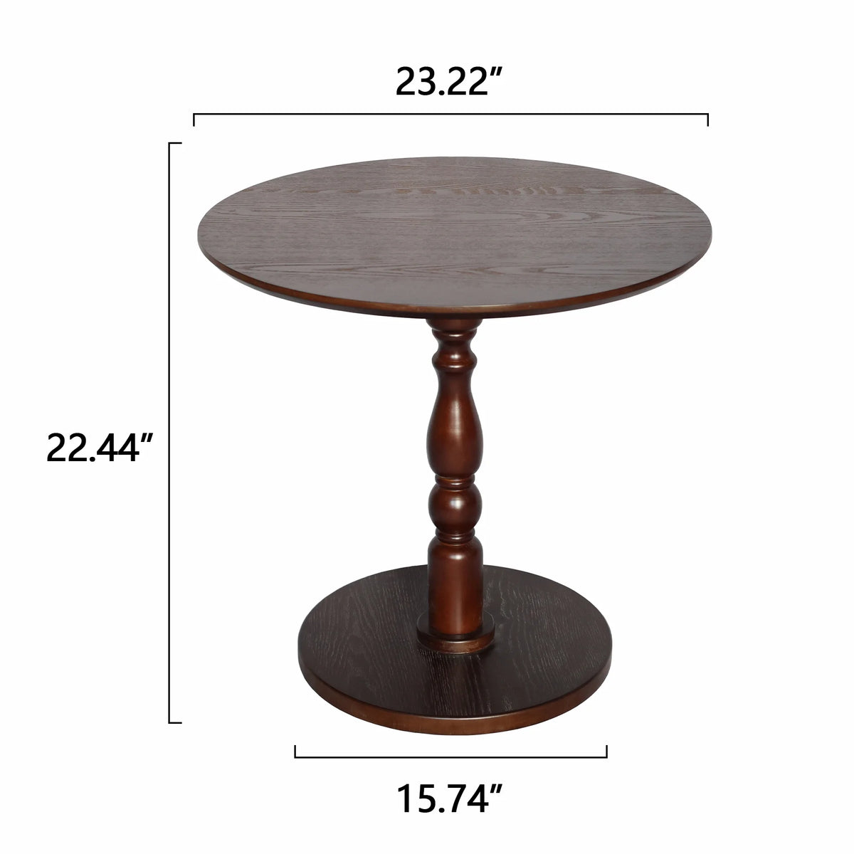 Homy Casa Round Wooden Dining Table for Cozy Living Room Coffee Corner, Walnut