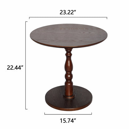 Homy Casa Round Wooden Dining Table for Cozy Living Room Coffee Corner, Walnut