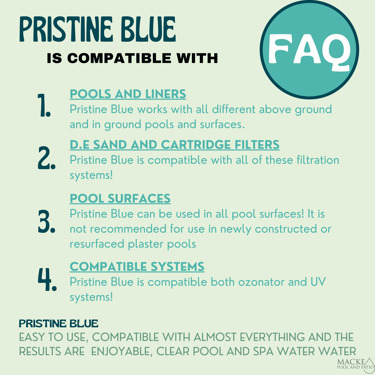 Pristine Maintenance Pack with Pristine Extra (Chlorine) Clean, Clear and Blue for Your Every 2 Week Maintenance Plus a measuring cup & MPP Product Guide