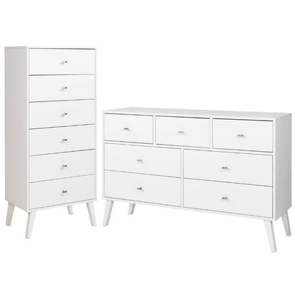 Home Square 2-Piece Set with Modern Tall 6-Drawer Chest & 7 Drawer Dresser
