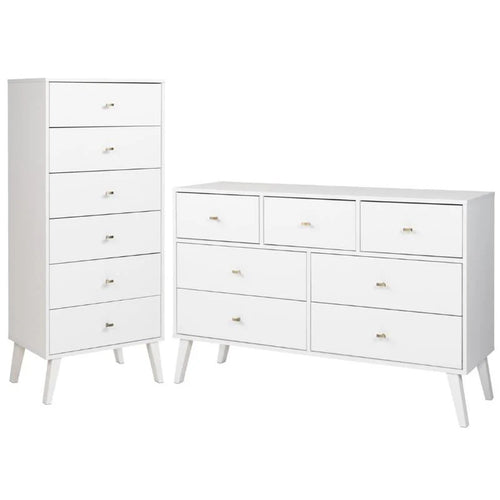 Home Square 2-Piece Set with Modern Tall 6-Drawer Chest & 7 Drawer Dresser