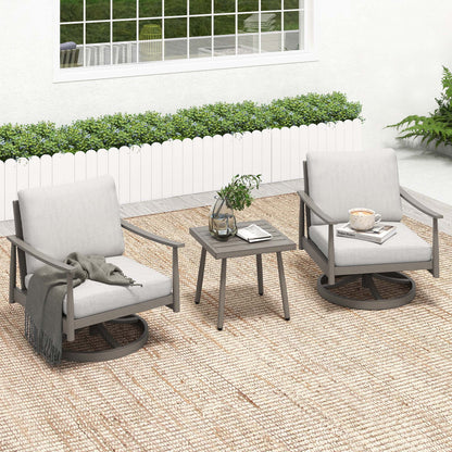 HAPPATIO Aluminum Outdoor Furniture Set - 5 Pieces Patio Furniture Set Includes 1 Side Table, 2 Swivel Chairs and 2 Ottomans with Thick Cushion, Patio Conversation Set for Backyard Poolside (Grey)