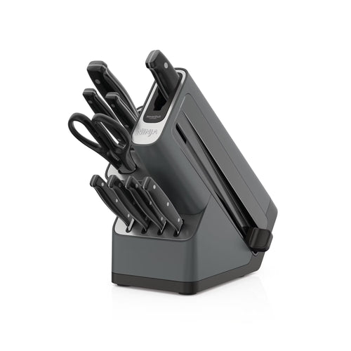 Ninja Foodi NeverDull 10-Piece Stainless Steel Essential Knife System with Sharpener, K12010 Black/Gray
