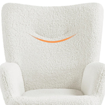 Easyfashion Modern Boucle Fabric Accent Chair, White