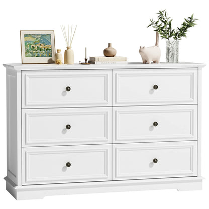 IDEALSOUL Black Dresser,6 Drawer Dresser for bedroom,Retro Wood Storage Cabinet for Living Room