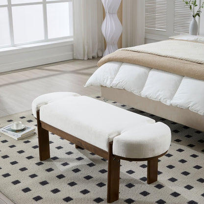 Dayalane 51" Modern Upholstered Bedroom Bench, Linen End of Bed Bench with Wooden Legs for Living Room, Entryway,Hallway Footrest, Beige
