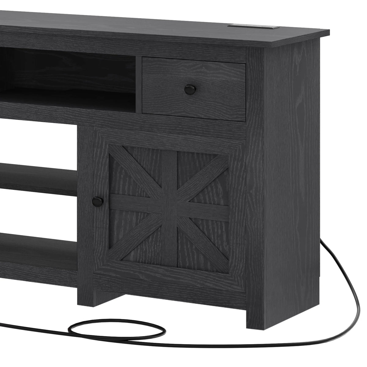 Uforic Farmhouse TV Stand for 75/80 Inch TV, Rustic Entertainment Center with Power Outlet, Storage Drawers, TV Console for Living Room, Oak