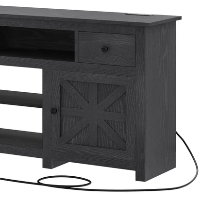 Uforic Farmhouse TV Stand for 75/80 Inch TV, Rustic Entertainment Center with Power Outlet, Storage Drawers, TV Console for Living Room, Oak