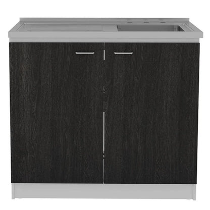 Pemberly Row White Modern Engineered Wood Napoles Utility Sink with Cabinet