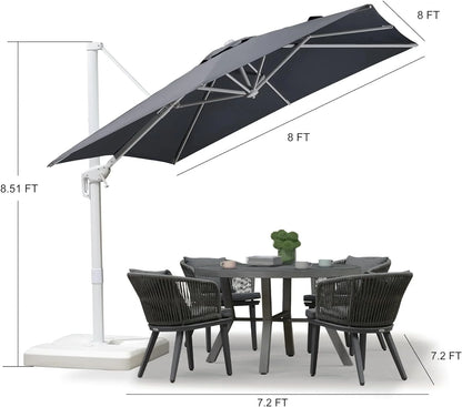 PURPLE LEAF 9 �� 11.5 FT Patio Umbrella White Cantilever Offset Umbrella Rectangle Outdoor Umbrella with 360�� Rotation for Garden Deck Pool, Beige