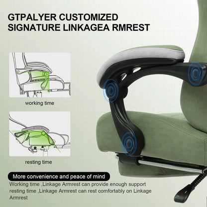GTPLAYER Ergonomic High Back Pocket Spring Cushion Gaming Chair with Footrest & Linkage Armrests, Black