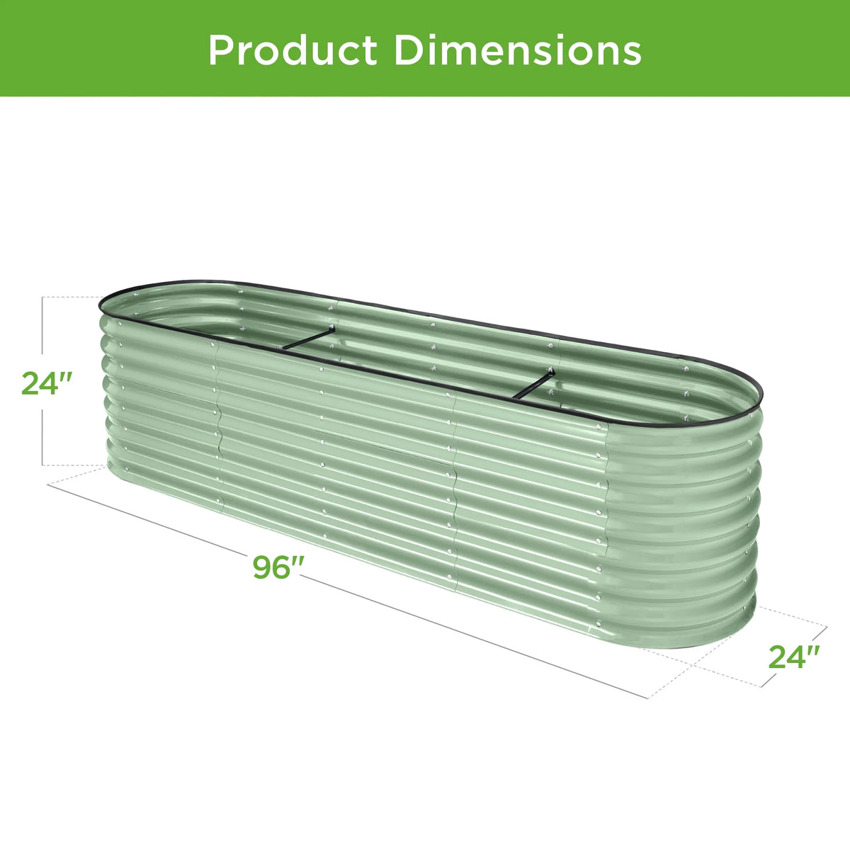 Best Choice Products 8x2x2ft Metal Raised Garden Bed, Oval Outdoor Planter Box w/ 4 Support Bars - Charcoal
