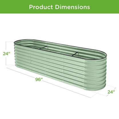 Best Choice Products 8x2x2ft Metal Raised Garden Bed, Oval Outdoor Planter Box w/ 4 Support Bars - Charcoal