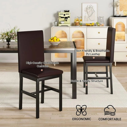AWQM Dining Table Set of 4, Faux Marble 5 Piece Dining Room Table Set with PU Leather Chairs, Rectangular Kitchen Table Set for Apartment, Dining, White