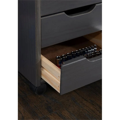 Riverbay Furniture Six Drawer Wood Rolling Storage Cart in Brown
