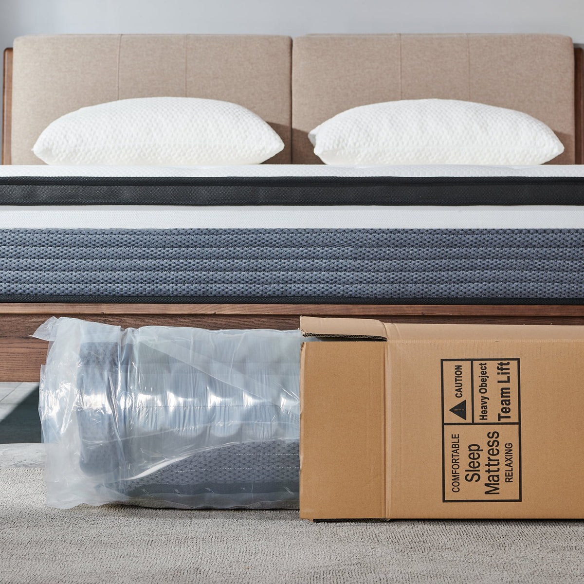 Queen Mattress, JIAVA 12" Medium Memory Foam & Spring Hybrid Mattress, Support for Adult