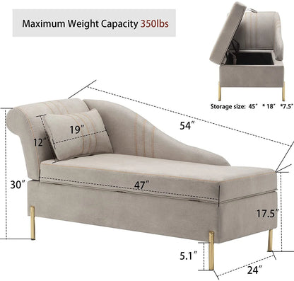 Andeworld Chaise Lounges Indoor Chair, Modern Upholstered Tufted Chaise Lounge Chair Indoor Faux Suede Sofa Recliner Couch for Bedroom Office Living Room Left Arm Facing Chaise Lounge（Khaki�?,This modern lounge couch sofa is made of highly elastic