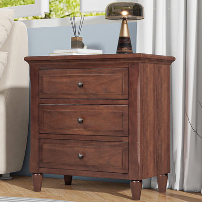 White Nightstand for Bedroom, Atumon Nightstand with 3 Drawers, Wood Bedside Table, Modern Nightstand Furniture for Bedroom, 28"L x 16.9"W x 28"H