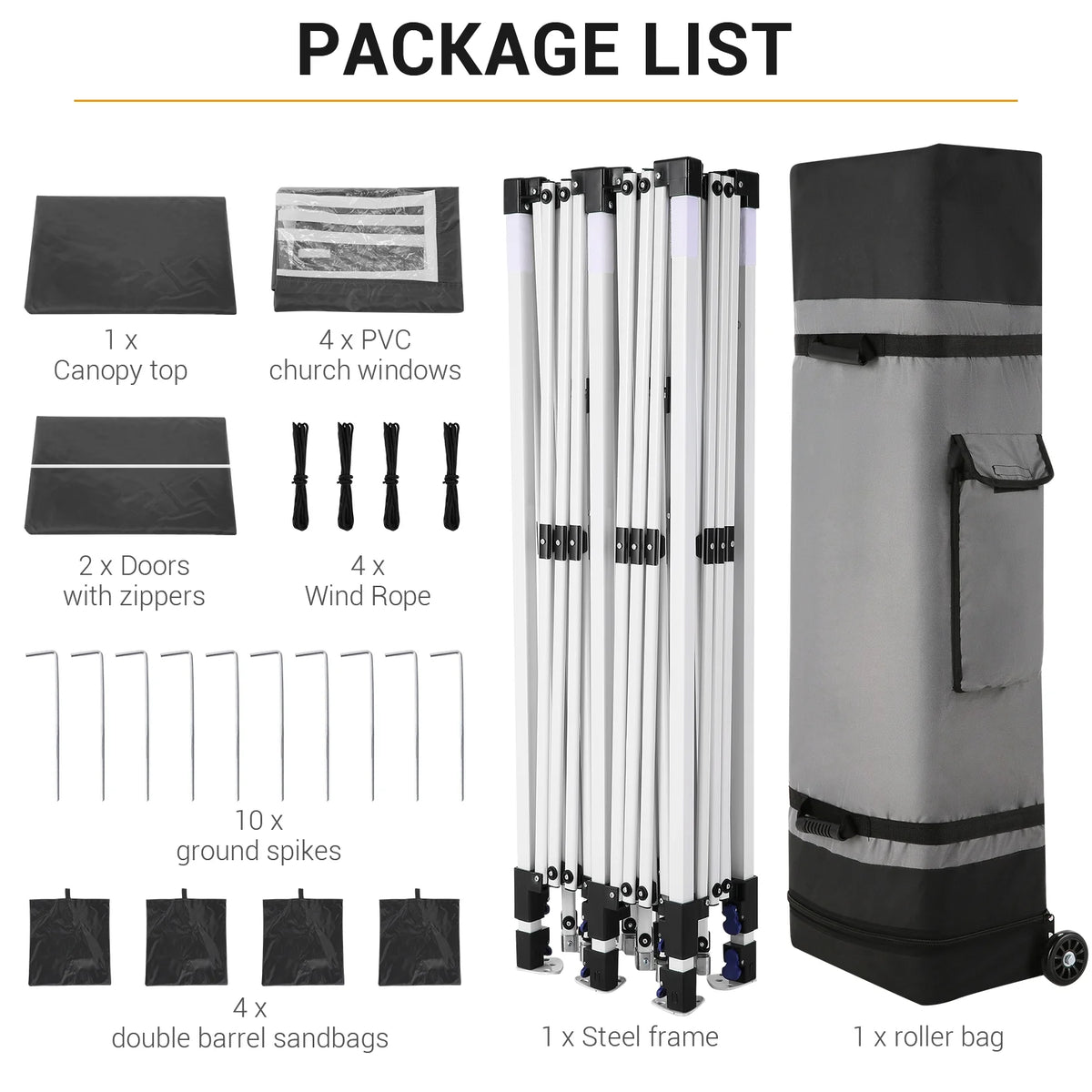 SANOPY 10' x 20' Pop up Canopy Party Tent with 6 Removable Sidewalls, Wave Eave Outdoor Waterproof Patio Gazebo Tent with Carry Bag, Backyards Camping Picnics, Black